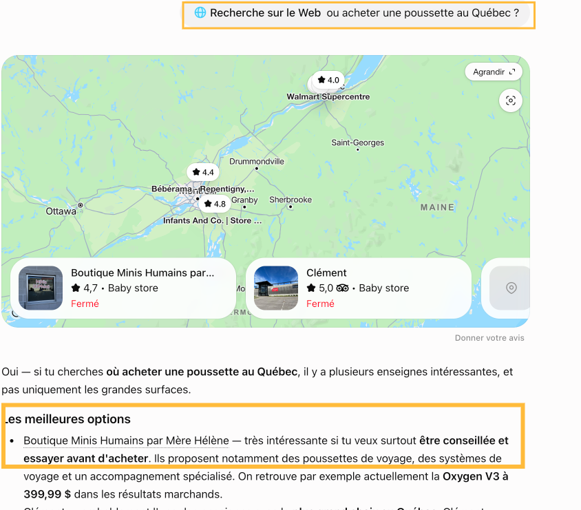 Minis Humains cité comme source par ChatGPT dans une réponse — capture d'écran