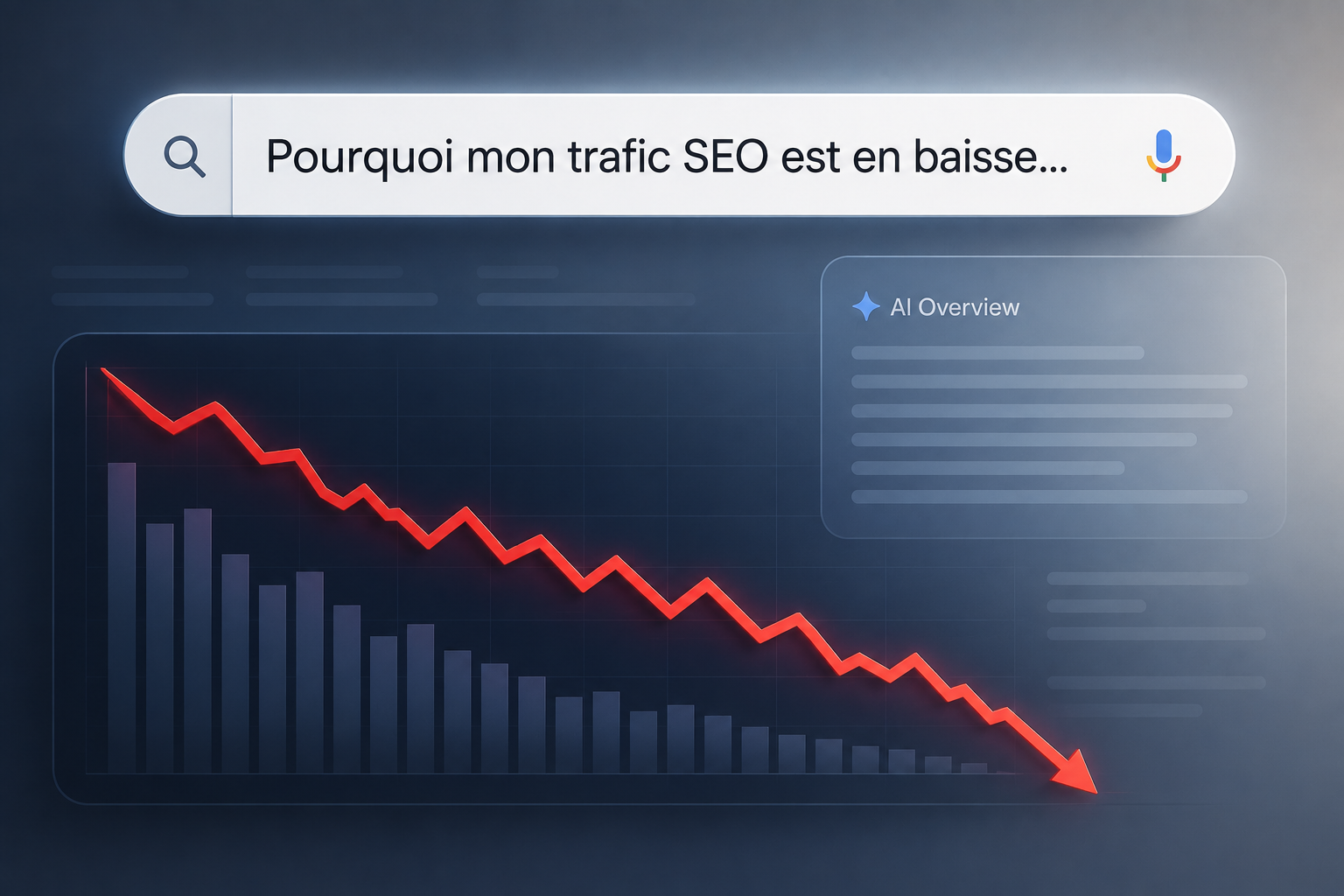 Chute de trafic organique en 2026 — courbe SEO en baisse
