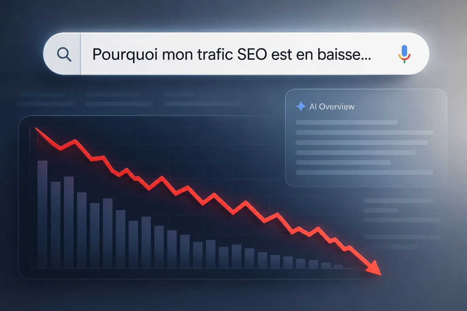 Chute de trafic organique en 2026 — courbe SEO en baisse